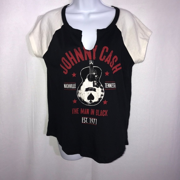 Zion Rootswear Tops - Johnny Cash Black Man in Black Shirt Women’s Lrg
